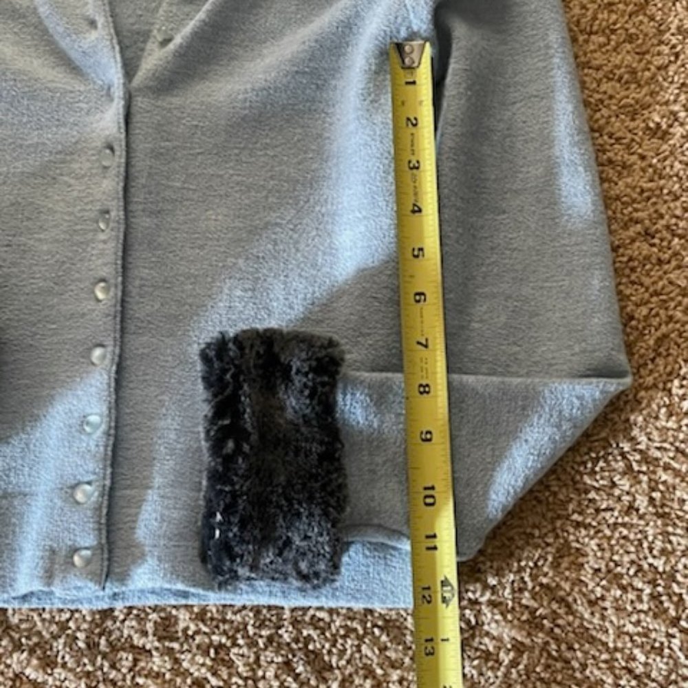 Bebe Baby blue removable fur cardigan sweater - Picture 7 of 14